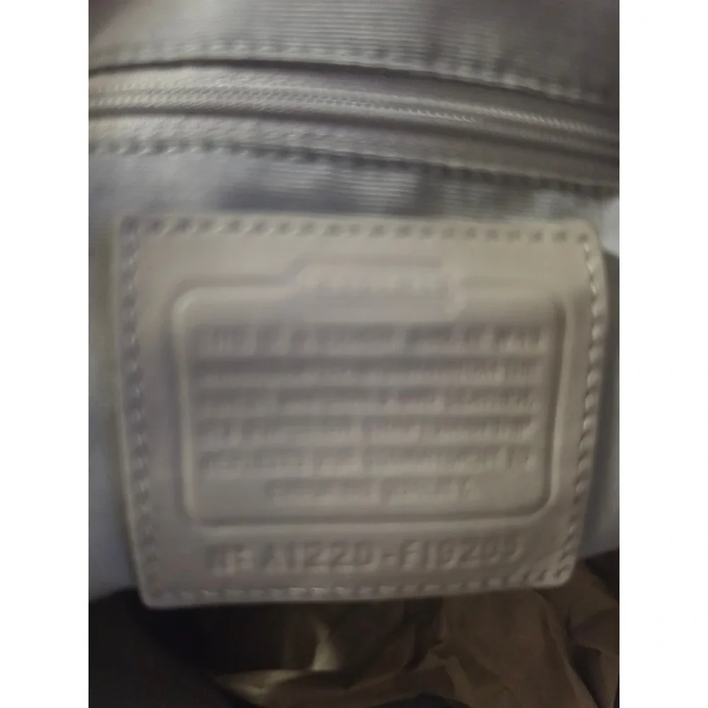 Coach Soho Signature Canvas Satchel Bag Grey Leather Trim Cream Peach Monogram